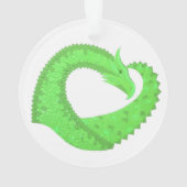 Linggroene hartdraak op wit ornament (achterkant)