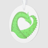 Linggroene hartdraak op wit ornament (voorkant)