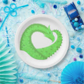 Linggroene hartdraak op wit papieren bordje (Feest)