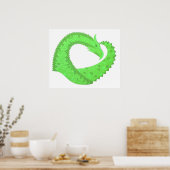 Linggroene hartdraak op wit poster (Keuken)