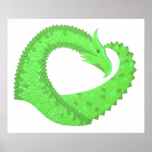 Linggroene hartdraak op wit poster