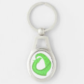 Linggroene hartdraak op wit sleutelhanger (Voorkant)