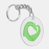 Linggroene hartdraak op wit sleutelhanger (Voorkant Links)