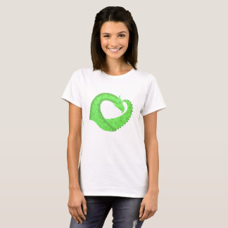 Linggroene hartdraak op wit t-shirt