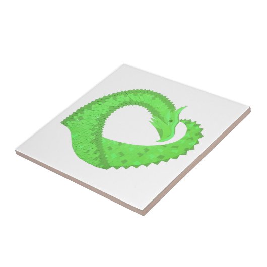 Linggroene hartdraak op wit tegeltje (Zijkant)