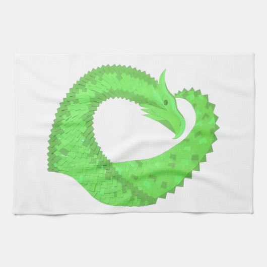 Linggroene hartdraak op wit theedoek (Horizontaal)