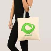 Linggroene hartdraak op wit tote bag (Voorkant (product))