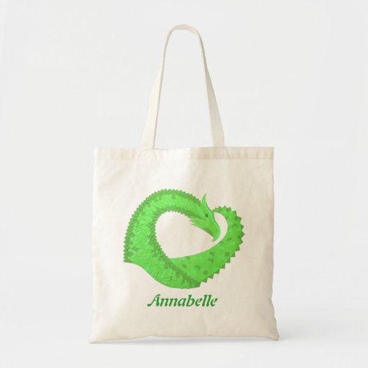 Linggroene hartdraak op wit tote bag (Voorkant)