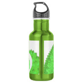 Linggroene hartdraak op wit waterfles (Achterkant)