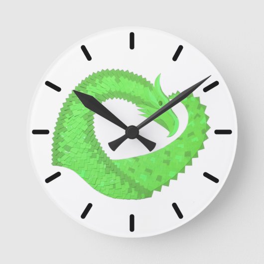 Linggroene hartdraak wit ronde klok (Voorkant)