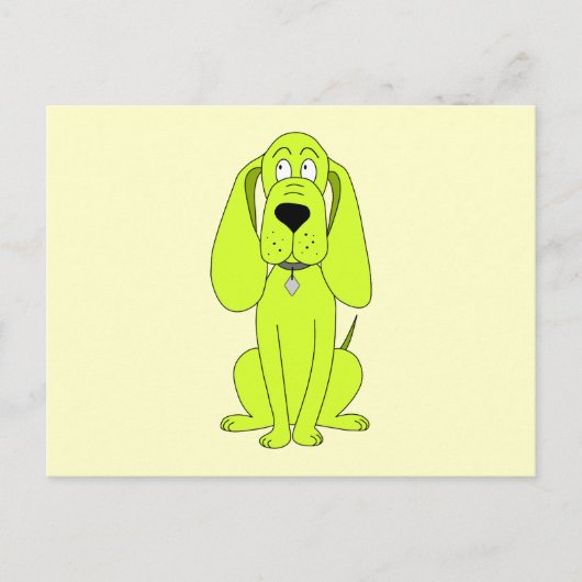 Linggroene hond. Cute Hound Cartoon. Briefkaart (Voorkant)