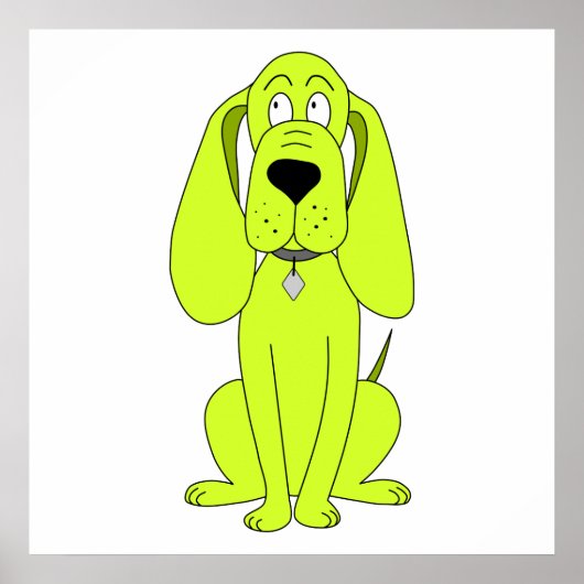 Linggroene hond. Cute Hound Cartoon. Poster (Voorkant)