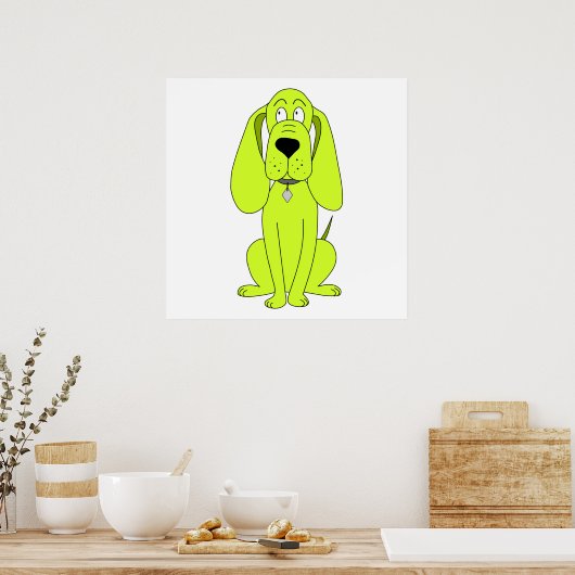 Linggroene hond. Cute Hound Cartoon. Poster (Keuken)