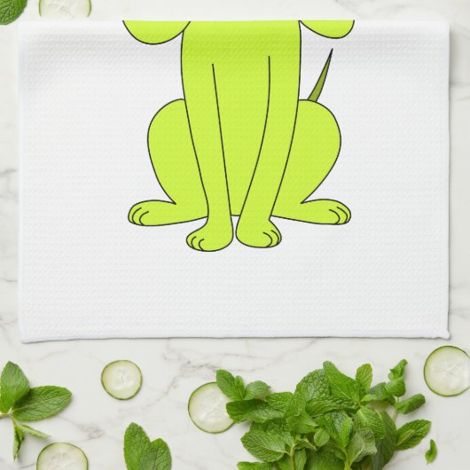 Linggroene hond. Cute Hound Cartoon. Theedoek (Gevouwen)