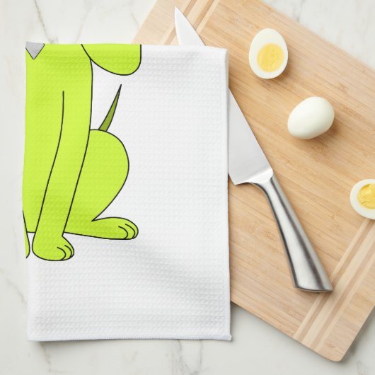 Linggroene hond. Cute Hound Cartoon. Theedoek (Quarter Fold)