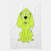 Linggroene hond. Cute Hound Cartoon. Theedoek (Verticaal)