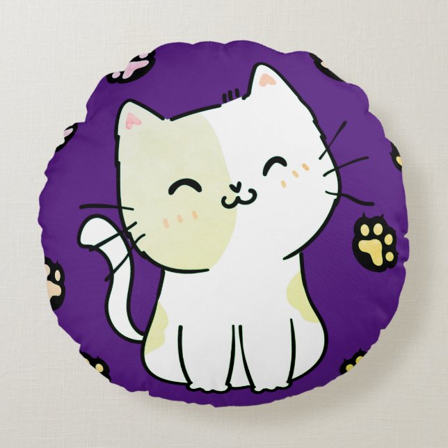 Linggroene kat en poten Sierkussen Rond Kussen (Voorkant)