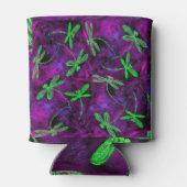 Linggroene libellen op Hot Pink en Paars Blikjeskoeler (Achterkant)