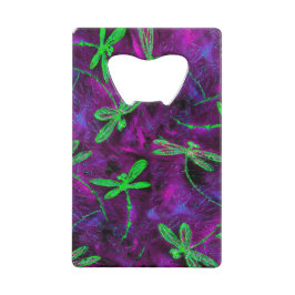 Linggroene libellen op Hot Pink en Paars Creditkaart Flessenopener