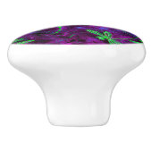 Linggroene libellen op Hot Pink en Paars Keramische Knop (Zijkant)