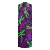Linggroene libellen op Hot Pink en Paars Thermosbeker (Voorkant)
