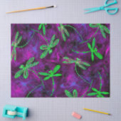 Linggroene libellen op Paars en roze Tissuepapier (Craft)