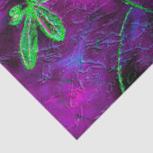 Linggroene libellen op Paars en roze Tissuepapier (Detail)