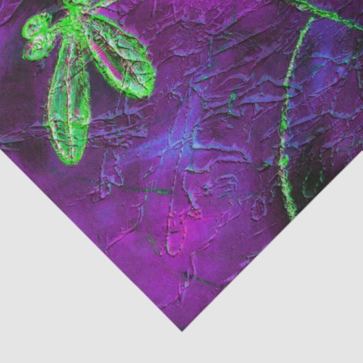 Linggroene libellen op Paars en roze Tissuepapier (Detail)