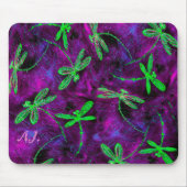 Linggroene libellen op roze en Paarse Muismat (Voorkant)