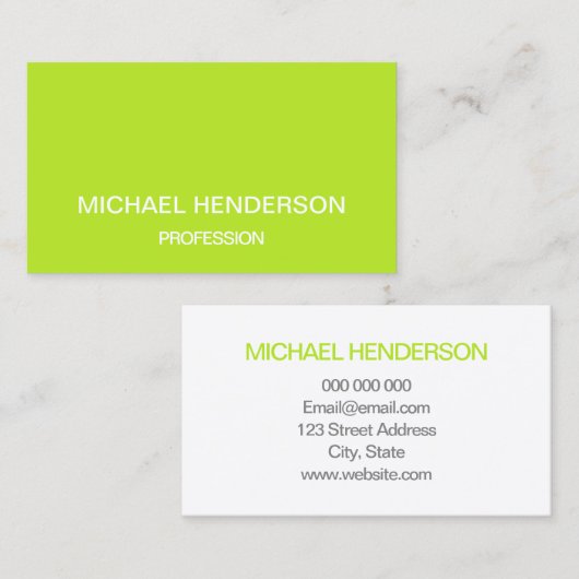 Linggroene minimalistische trendy visitekaartje (Voorkant / Achterkant)