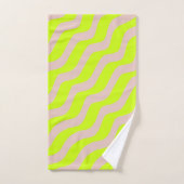 Linggroene neon en beige Abstracte strepen Bad Handdoek (Handdoek)
