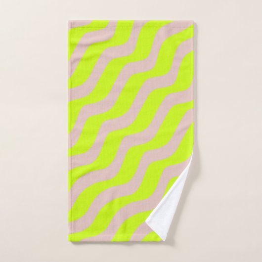 Linggroene neon en beige Abstracte strepen Bad Handdoek (Handdoek)