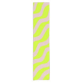 Linggroene neon en beige Abstracte strepen Korte Tafelloper (Voorkant)