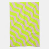 Linggroene neon en beige Abstracte strepen Theedoek (Verticaal)