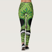 Linggroene Paarse poka Dots Sugar Skull Leggings (Achterkant)