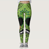Linggroene Paarse poka Dots Sugar Skull Leggings (Voorkant)