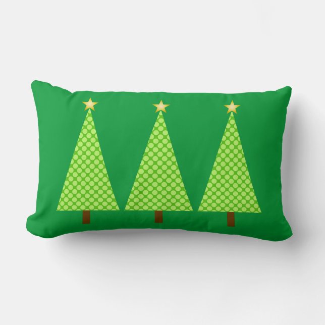 Linggroene polka stip moderne kerstbomen kussen (Voorkant)
