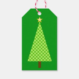 Linggroene polka stip moderne kerstboom cadeaulabel