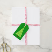 Linggroene polka stip moderne kerstboom cadeaulabel (Met Touw)