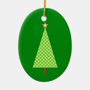 Linggroene polka stip moderne kerstboom keramisch ornament