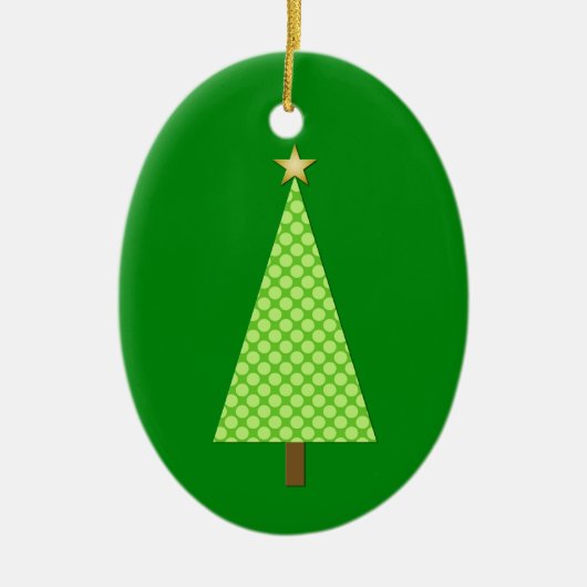 Linggroene polka stip moderne kerstboom keramisch ornament (Voorkant)