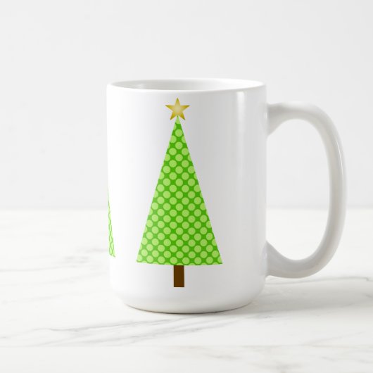 Linggroene polka stip moderne kerstboom koffiemok (Rechts)