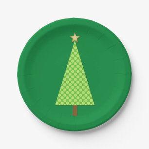 Linggroene polka stip moderne kerstboom papieren bordje