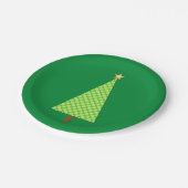 Linggroene polka stip moderne kerstboom papieren bordje (Gekanteld)