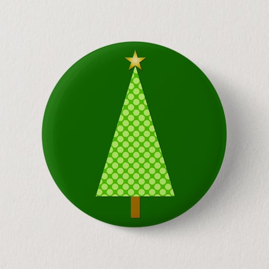 Linggroene polka stip moderne kerstboom ronde button 5,7 cm (Voorkant)