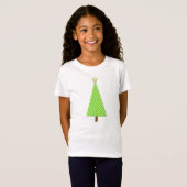 Linggroene polka stip moderne kerstboom t-shirt (Voorkant volledig)