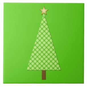 Linggroene polka stip moderne kerstboom tegeltje