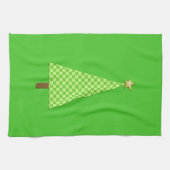 Linggroene polka stip moderne kerstboom theedoek (Horizontaal)