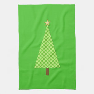 Linggroene polka stip moderne kerstboom theedoek