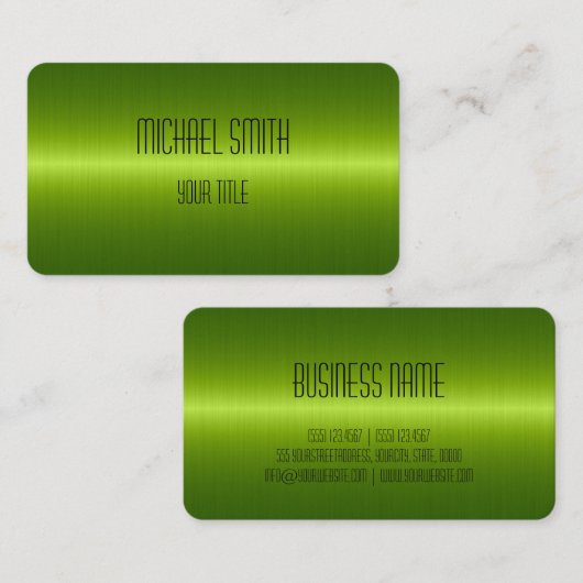 Linggroene roestvrij stalen metalen blik visitekaartje (Voorkant / Achterkant)